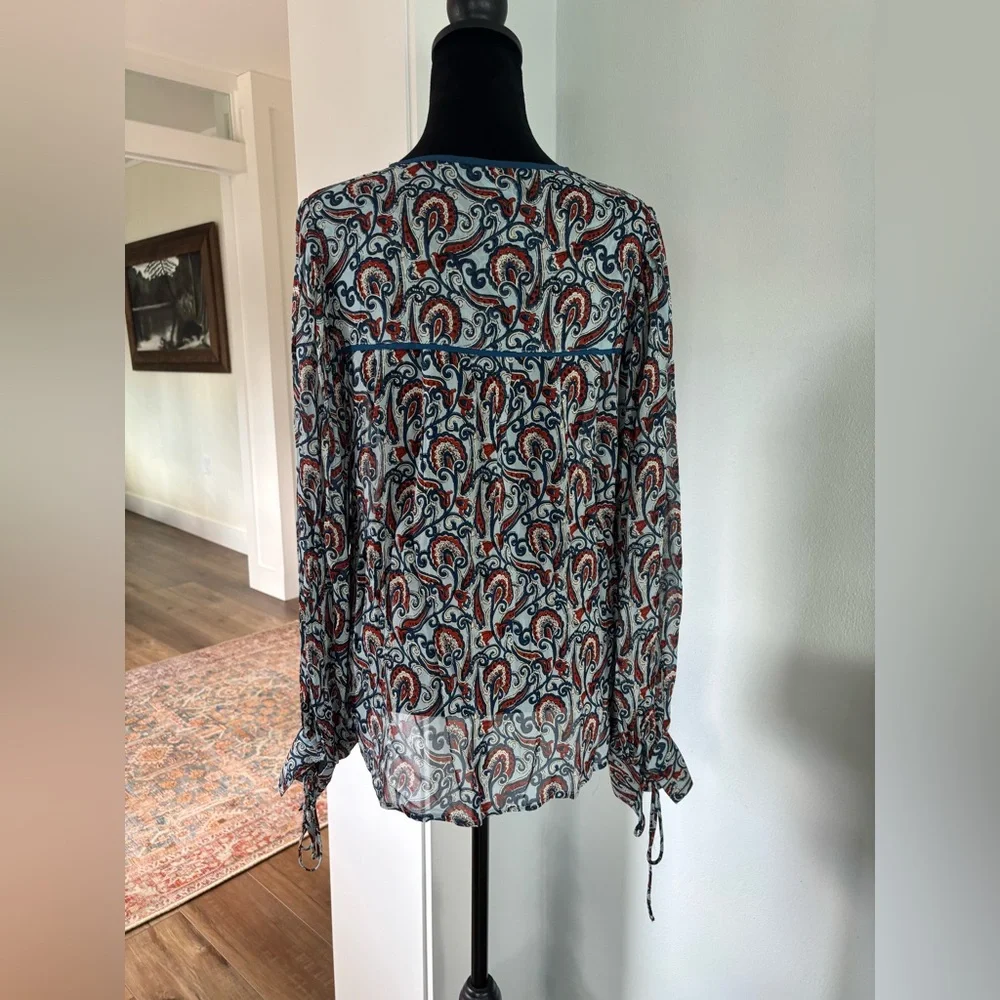 Karina Grimaldi boho set blouse and skirt s/xs Eliza Paisley print EUC